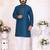 Blue silk sequins work straight men's kurta pyjama