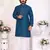 Blue silk sequins work straight men's kurta pyjama