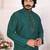 Teal silk sequins work straight men's kurta pyjama