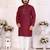 Maroon silk sequins work straight men's kurta pyjama