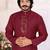 Maroon silk sequins work straight men's kurta pyjama