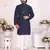 Navy blue silk sequins work straight men's kurta pyjama