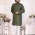 Olive silk sequins work straight men's kurta pyjama