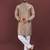 Brown viscose silk embroidery sequins work straight men's kurta pyjama