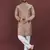 Brown viscose silk embroidery sequins work straight men's kurta pyjama