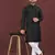 Black banglori silk embroidery sequins work straight men's kurta pyjama
