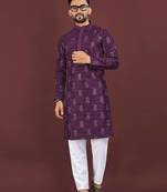Wine banglori silk embroidery sequins work straight men's kurta pyjama