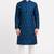 Blue silk sequins embroidery straight men's kurta pyjama