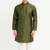 Green silk sequins embroidery straight men's kurta pyjama