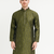 Green silk sequins embroidery straight men's kurta pyjama
