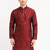 Red silk sequins embroidery straight men's kurta pyjama