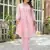Floral embroidered pink v-neck  cotton kurta with trouser