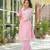 Floral embroidered pink v-neck pure cotton kurta with trouser