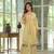 Floral embroidered yellow v-neck pure cotton kurta with trouser
