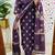 Floral embroidered purple v-neck pure cotton kurta with trouser & dupatta