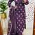 Floral embroidered purple v-neck pure cotton kurta with trouser & dupatta