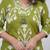 Floral embroidered green v-neck pure cotton kurta with trouser with dupatta