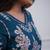 Floral printed blue v-neck pure cotton kurti