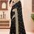 Black sequin zari resham moti stone border georgette designer saree for women