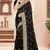 Black sequin zari resham moti stone border georgette designer saree for women