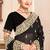 Black sequin zari resham moti stone border georgette designer saree for women