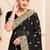 Black sequin zari resham moti stone border georgette designer saree for women