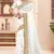 White sequin zari resham moti stone border georgette designer saree for women