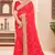 Pink sequin zari resham moti stone border georgette designer saree for women