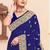 Navy blue sequin zari resham moti stone border georgette designer saree for women