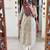 Floral embroidered white round neck silk kurta with trouser with dupatta