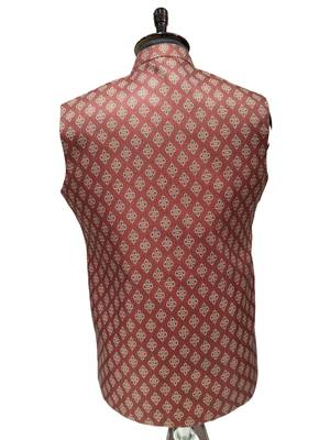 Maroon print dupon art silk nehru jaket 3