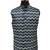 Navy blue chevron zigzag pattern art silk nehru jaket