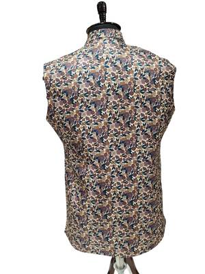 Multicolor vibrant all-over floral print art silk nehru jaket 3