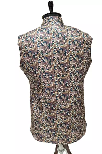 Multicolor vibrant all-over floral print art silk nehru jaket
