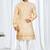 Royal cream silk jacquard embroidered kurta with cotton pajama for men
