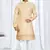 Royal cream silk jacquard embroidered kurta with cotton pajama for men