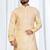 Royal cream silk jacquard embroidered kurta with cotton pajama for men