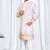 Classic white silk jacquard embroidered kurta with cotton pajama for men