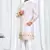 Classic white silk jacquard embroidered kurta with cotton pajama for men