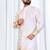 Classic white silk jacquard embroidered kurta with cotton pajama for men
