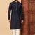 Blue premium silk embroidered kurta with sequins work & raymond cotton pajama