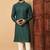 Green premium silk embroidered kurta with sequins work & raymond cotton pajama