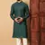 Green premium silk embroidered kurta with sequins work & raymond cotton pajama