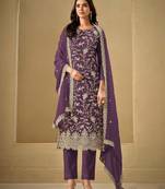 Puprleembroderied silk salwar suit