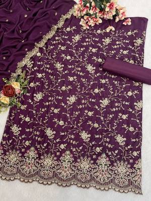 Puprleembroderied silk salwar suit 2