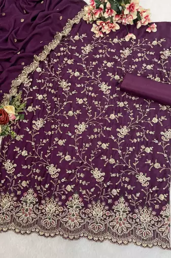 Puprleembroderied silk salwar suit