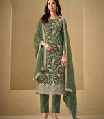 Mehndi embroderied silk salwar suit
