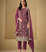 Maroon embroderied silk salwar suit