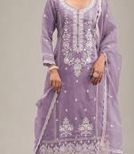 Light-lavender embroderied silk salwar suit
