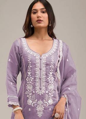 Light-lavender embroderied silk salwar suit 2
